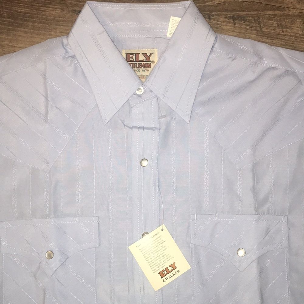 Ely Cattleman Light Blue Western Snap-Front Shirt
